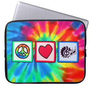 Protection Pour Ordinateur Portable Paix, amour, musique