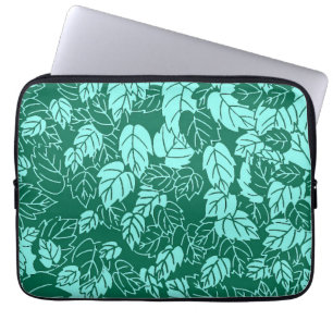 Protection Pour Ordinateur Portable Papier à feuilles japonaises, Turquoise et Aqua