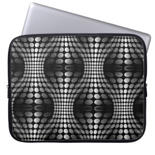 Protection Pour Ordinateur Portable Papier peint Vagues pointillé noir et blanc