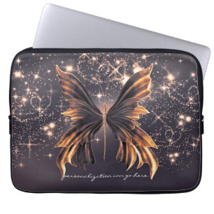 Protection Pour Ordinateur Portable Papillon Fantastique Paillettes Dorées