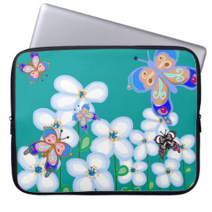 Protection Pour Ordinateur Portable Papillons et fleurs