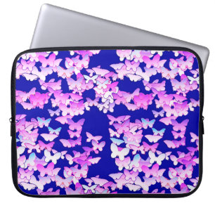 Protection Pour Ordinateur Portable Papillons, lavande et bleu foncé
