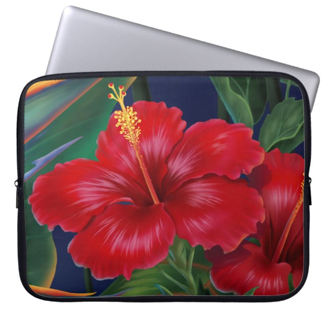 Protection Pour Ordinateur Portable Paradis tropical Hibiscus Neoprène (Devant)