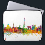 Protection Pour Ordinateur Portable Paris France Skyline<br><div class="desc">Impression d'art aquarelle de l'horizon de Paris,  France</div>
