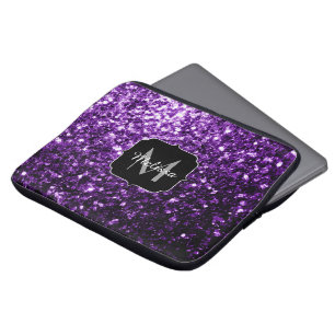 Protection Pour Ordinateur Portable Parties scintillant foncé violet faux brillant sci
