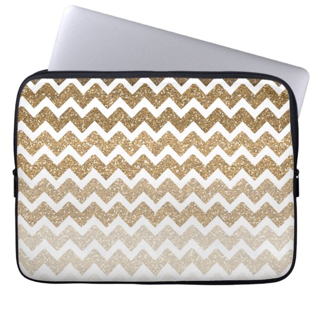 Protection Pour Ordinateur Portable Parties scintillant Gold Faux Chevron Ombre (Devant)