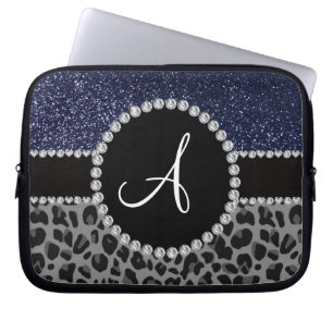 Protection Pour Ordinateur Portable Parties scintillantes noires de bleu marine de