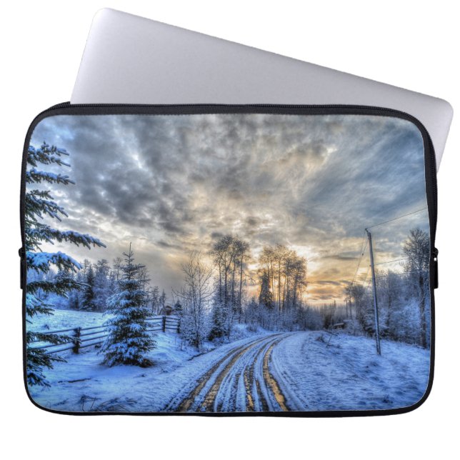 Protection Pour Ordinateur Portable Paysage naturel de Cariboo Sunrise hivernale (Devant)
