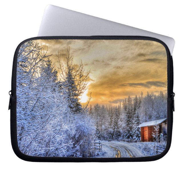 Protection Pour Ordinateur Portable Paysage naturel de Cariboo Sunrise hivernale (Devant)