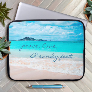 Protection Pour Ordinateur Portable Peace Love Sandy Feet Hawaii Tropical Beach Photo