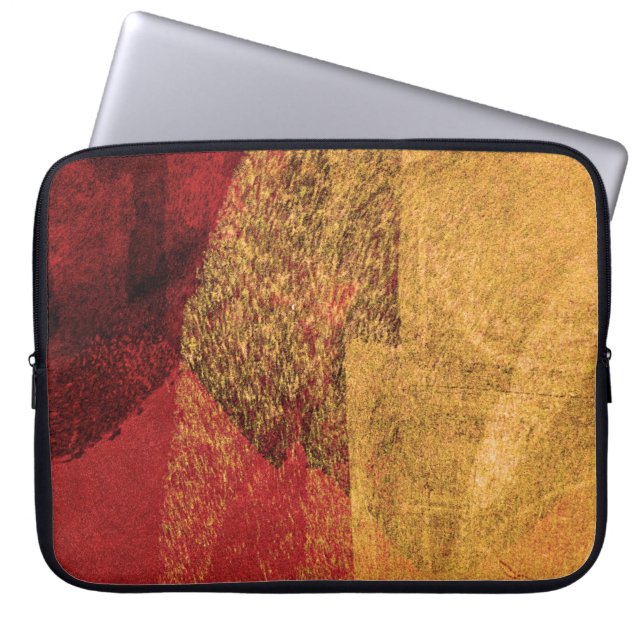 Protection Pour Ordinateur Portable Peinture abstraite jaune rouge (Devant)