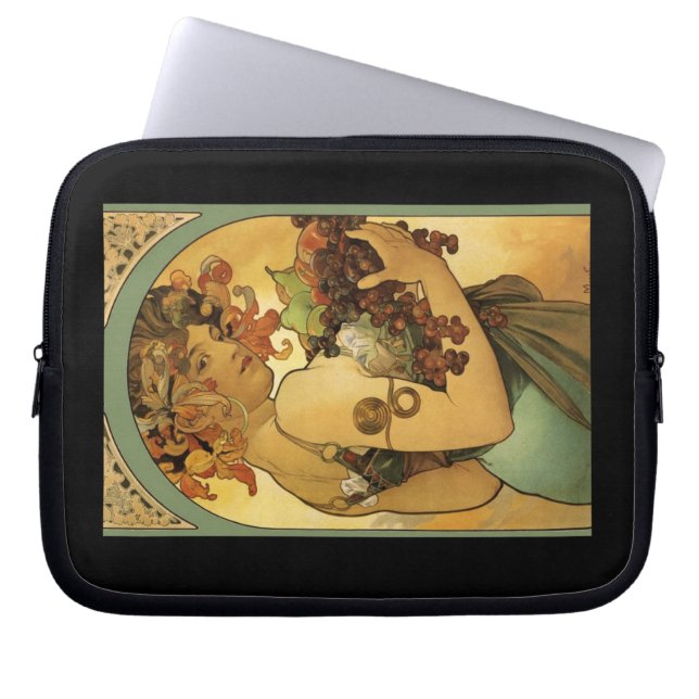 Protection Pour Ordinateur Portable Peinture de fruits Alphonse Mucha (Devant)