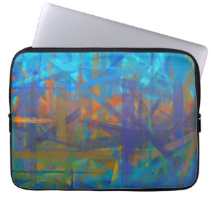 Protection Pour Ordinateur Portable Peinture pourpre bleue orange d'art abstrait