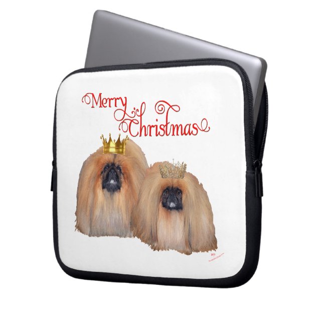 Protection Pour Ordinateur Portable Pékinois Noël (devant gauche)