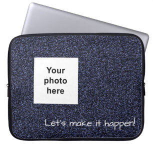 Protection Pour Ordinateur Portable Photo personnalisée et texte bleu foncé fausse par