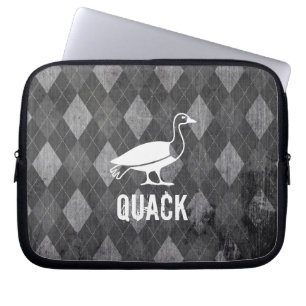 Protection Pour Ordinateur Portable Pictogramme de canard sur le Jacquard noir Grunge