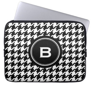 Protection Pour Ordinateur Portable Pied-de-poule noir et blanc classique avec le