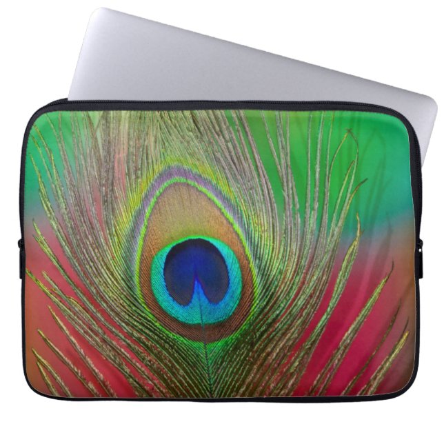 Protection Pour Ordinateur Portable Plume de paon en gros plan (Devant)
