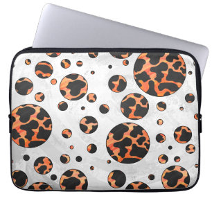 Protection Pour Ordinateur Portable Poche noire et orange Polka Imprimer
