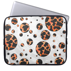 Protection Pour Ordinateur Portable Poche noire et orange Polka Imprimer
