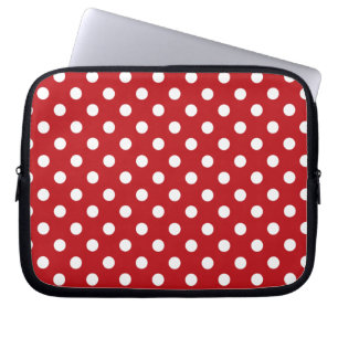 Protection Pour Ordinateur Portable Point de polka rouge et blanc