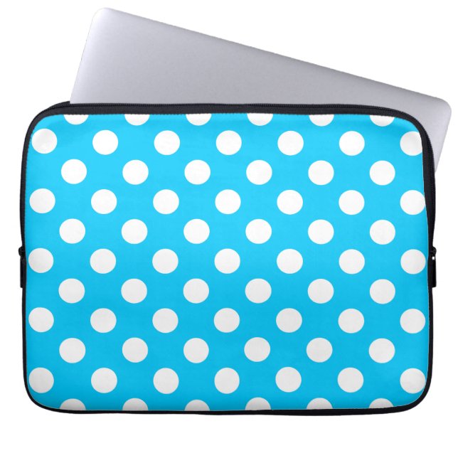 Protection Pour Ordinateur Portable Points blancs sur bleu électrique (Devant)