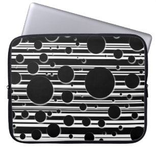Protection Pour Ordinateur Portable Points et rayures noirs et blancs