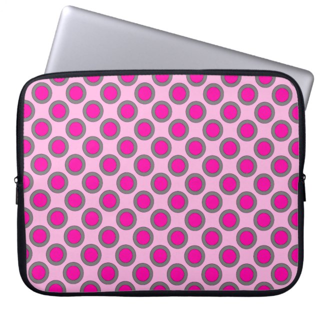 Protection Pour Ordinateur Portable Points tournés, fuchsia, gris et rose (Devant)