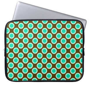 Protection Pour Ordinateur Portable Points tournés vers l'arrière, brun et turquoise