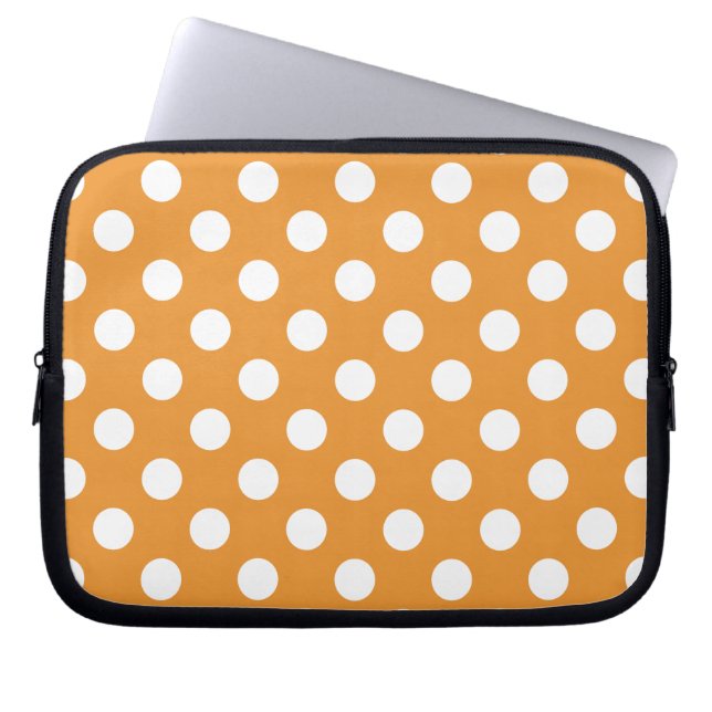 Protection Pour Ordinateur Portable Pois blancs sur ambre (Devant)