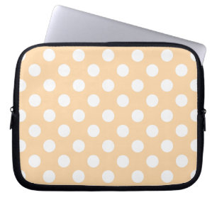 Protection Pour Ordinateur Portable Pois blancs sur beige