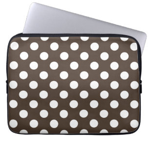 Protection Pour Ordinateur Portable Pois blancs sur brun