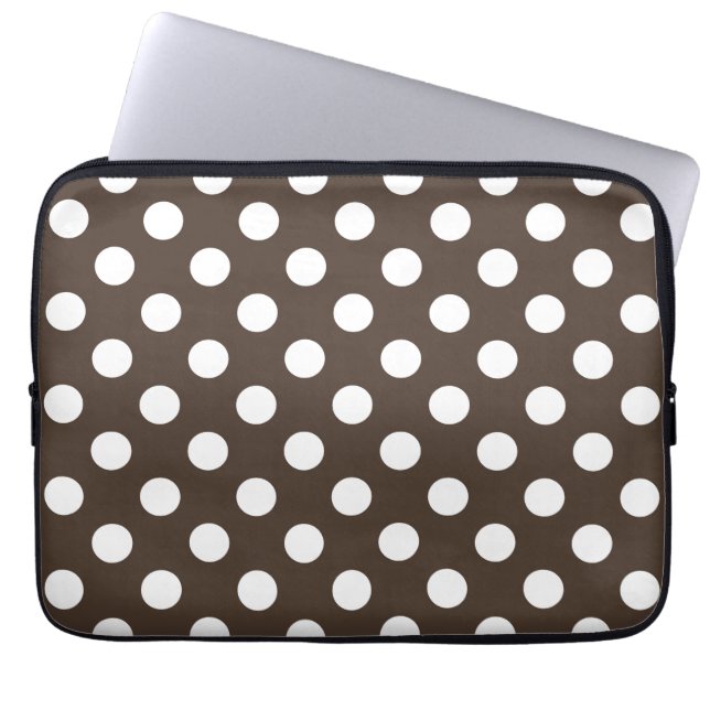Protection Pour Ordinateur Portable Pois blancs sur brun (Devant)