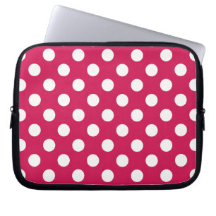 Protection Pour Ordinateur Portable Pois blancs sur cerise