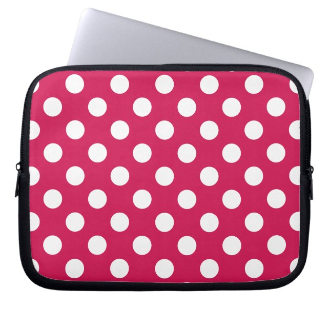 Protection Pour Ordinateur Portable Pois blancs sur cerise (Devant)