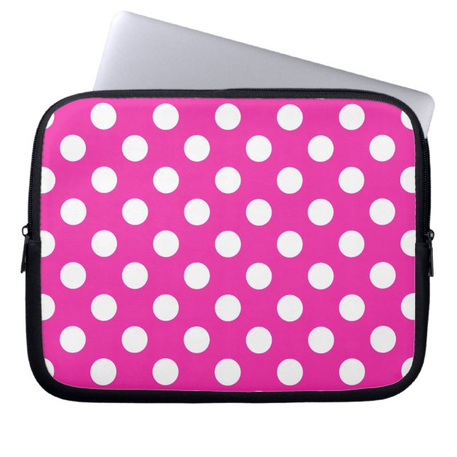 Protection Pour Ordinateur Portable Pois blancs sur fuchsia (Devant)