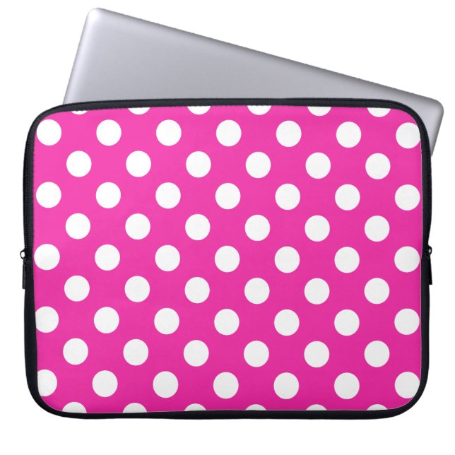 Protection Pour Ordinateur Portable Pois blancs sur fuchsia (Devant)