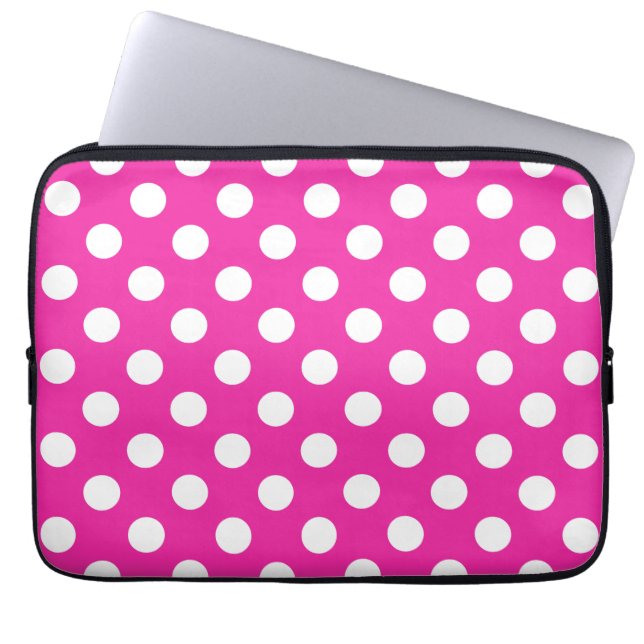 Protection Pour Ordinateur Portable Pois blancs sur fuchsia (Devant)