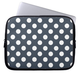 Protection Pour Ordinateur Portable Pois blancs sur gris bleu