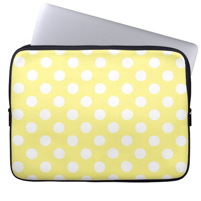 Protection Pour Ordinateur Portable Pois blancs sur jaune citron (Devant)
