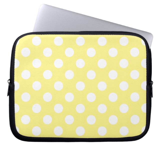 Protection Pour Ordinateur Portable Pois blancs sur jaune citron (Devant)