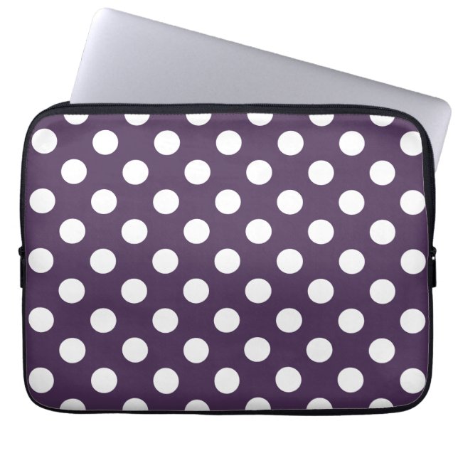 Protection Pour Ordinateur Portable Pois blancs sur prune violette (Devant)