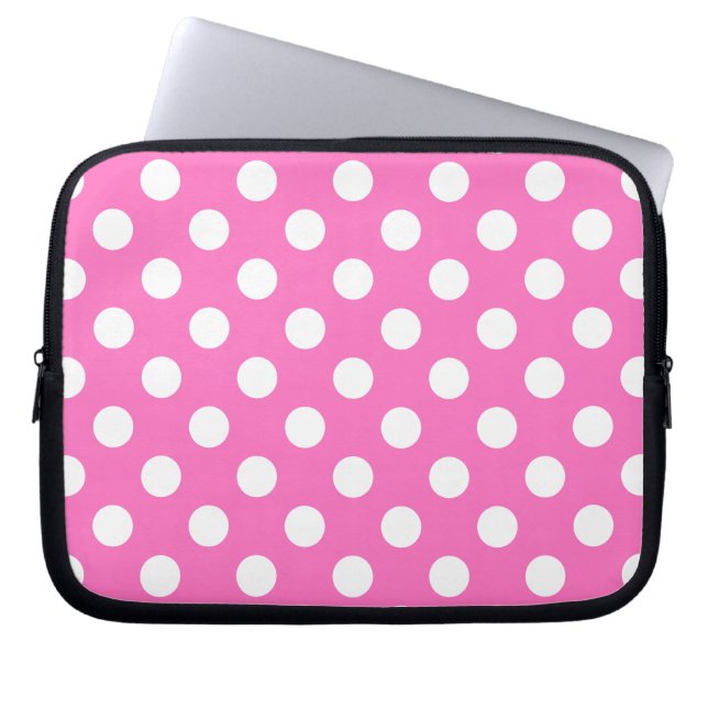 Protection Pour Ordinateur Portable Pois blancs sur rose (Devant)