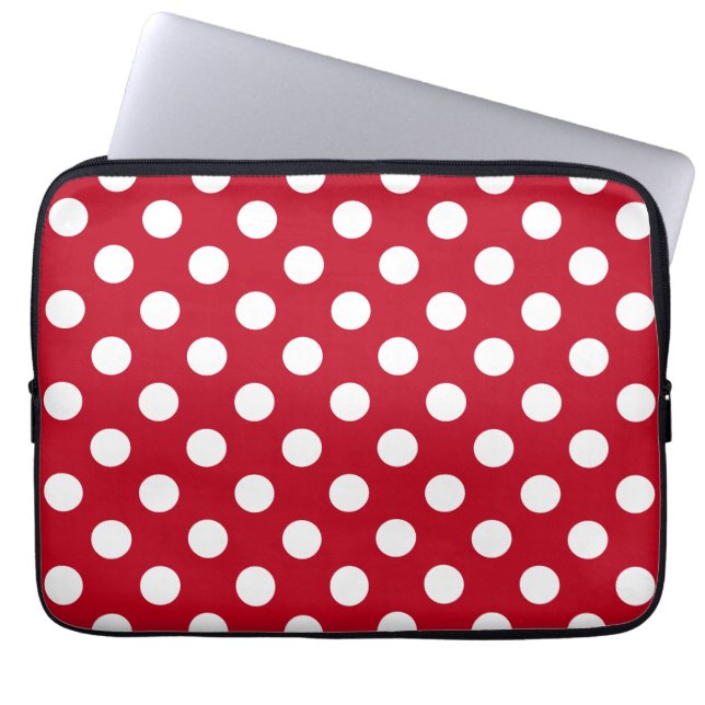 Protection Pour Ordinateur Portable Pois blancs sur rouge (Devant)