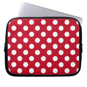 Protection Pour Ordinateur Portable Pois blancs sur rouge