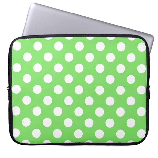 Protection Pour Ordinateur Portable Pois blancs sur vert pomme (Devant)