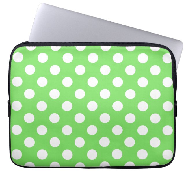 Protection Pour Ordinateur Portable Pois blancs sur vert pomme (Devant)