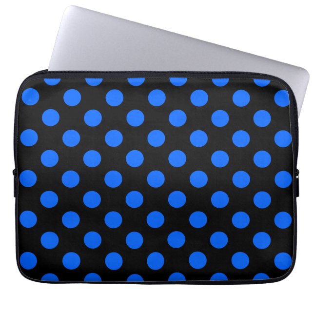 Protection Pour Ordinateur Portable Pois bleu et noir (Devant)