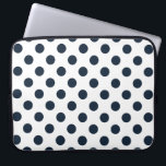 Protection Pour Ordinateur Portable Pois bleu marine foncé<br><div class="desc">Pois bleu marine foncé sur arrière - plan blanc</div>