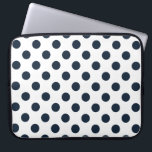Protection Pour Ordinateur Portable Pois bleu marine foncé<br><div class="desc">Pois bleu marine foncé sur arrière - plan blanc</div>